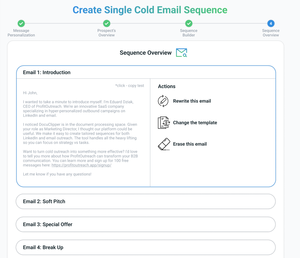 ProfitOutreach Best cold email platform for creating personalized cold email sequences